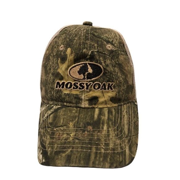 Mossy Oak Mesh and Fabric Hat with adjustable hook and loop closure - Picture 1 of 6